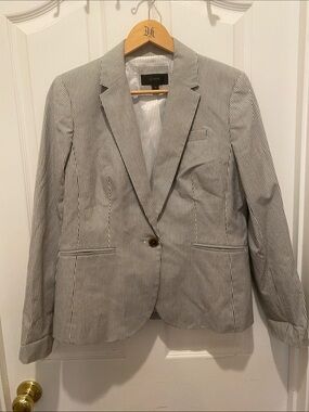 J crew women’s Navy and white striped blazer-size 10